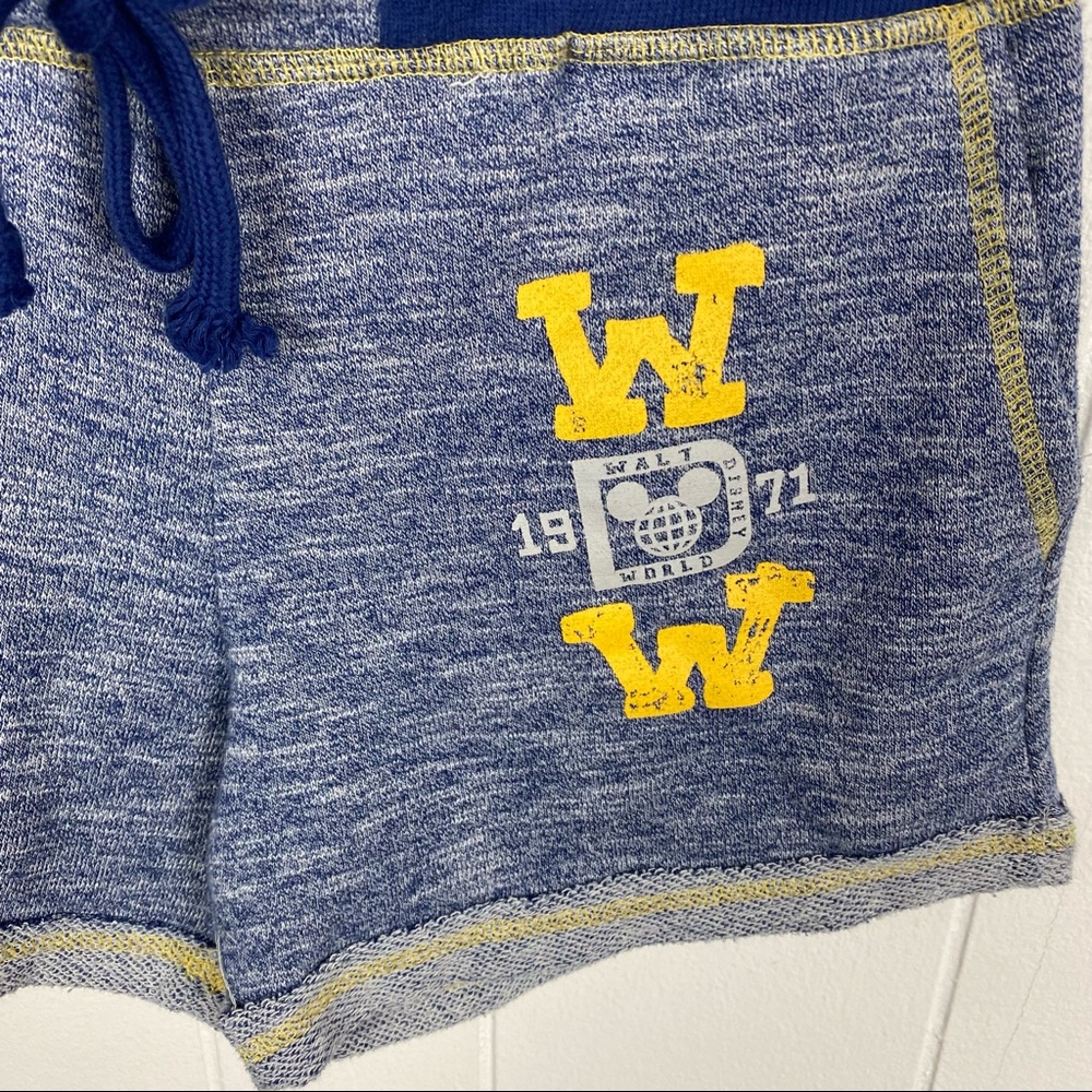 Disney Parks Walt Disney World Knit Sweat Shorts XS Blue Yellow - Picture 2 of 6